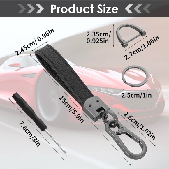 Microfiber Leather Car Keychain Key Fob Keychain Leather Key Chain Holder - Picture 2 of 7